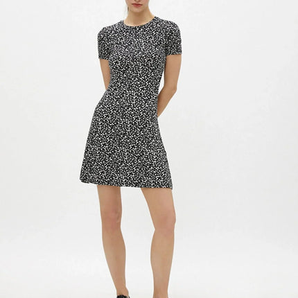 Dames jurk zwart wit xs s m l