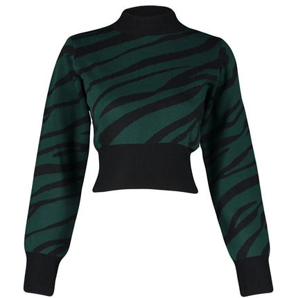UNICORN Women's sweater zebra print green black brown dark pink orange s m l