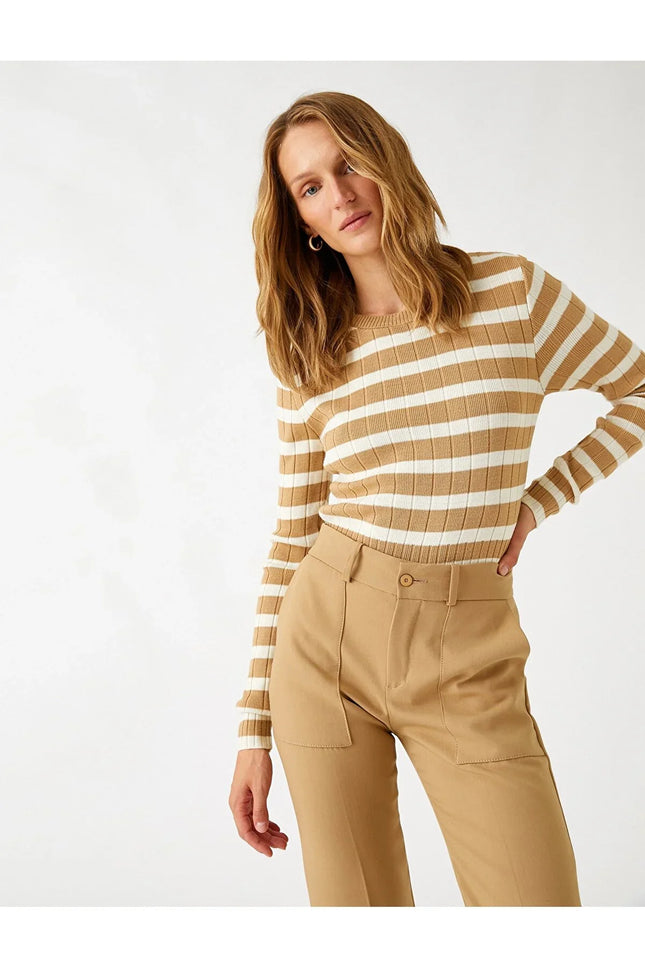 UNICORN Women's sweater striped beige white xs s m l xl xxl