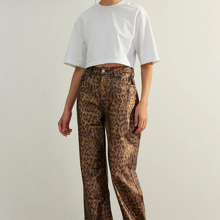 UNICORN Women's jeans leopard print brown xs s m l xl