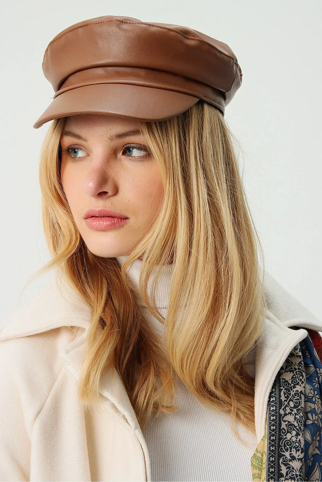 UNICORN Women's hat leather black brown dark brown