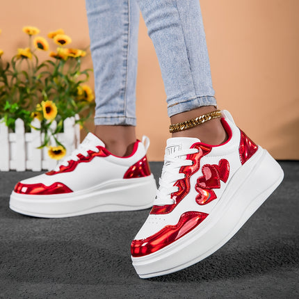 UNICORN Women's Heart-Print White Casual Sports Platform Sneakers Loose-Fit 36 t/m 41.5