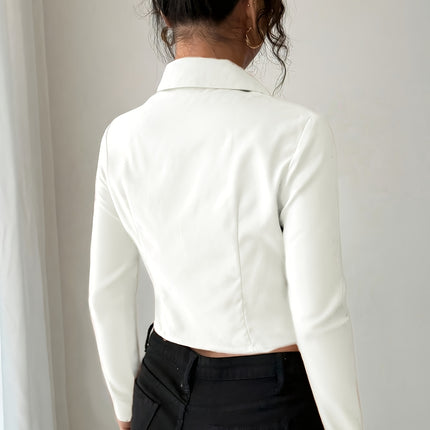 UNICORN Slim-Fit Lapel Zip Casual Solid Long Sleeve Shirt xs s m l xl