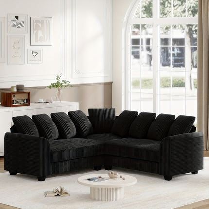 UNICORN Modern L-Shaped Corner Sectional Sofa Black Gray Brown