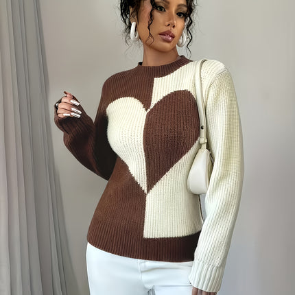 UNICORN Womens Valentine's Day Color-block Heart Pattern Pullover s m l xl