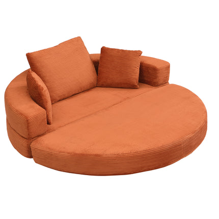 UNICORN Multifunctional Freestanding Foldable Sofa Bed Boneless Couch Oval Bed with Cushions, Modular Sofa Cord Fabric Cover (173 x 176 cm) Suitable for Apartments Living Room Bedroom