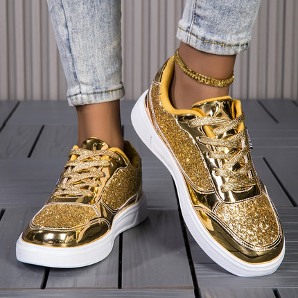 UNICORN Ladies Glittery Road Running Shoes Golden and Silvery Sparkling