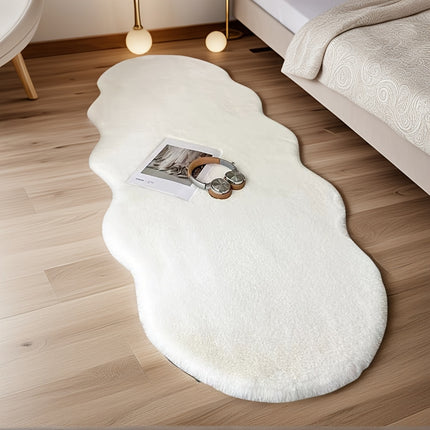 UNICORN Faux Rabbit Area Rug Plush Polyester Low Pile White Beige Gray Khaki