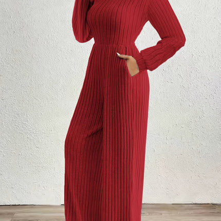 UNICORN High Neck Long Sleeve Versatile Womens Jumpsuit Solid Color s m l xl
