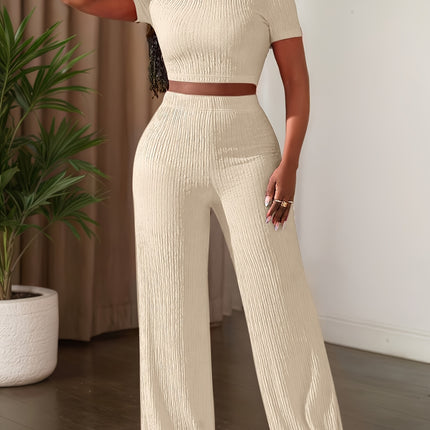 UNICORN Color Short-Sleeve Top And Wide-Leg Pants Casual Outfit xs s m l xl xxl