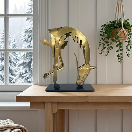 UNICORN Handcrafted Metal Horse Statue, Unique Decorative Piece for Desk Gold Silver