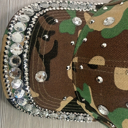 UNICORN Women Camo Rhinestone Baseball Cap Grey Green Brown Green