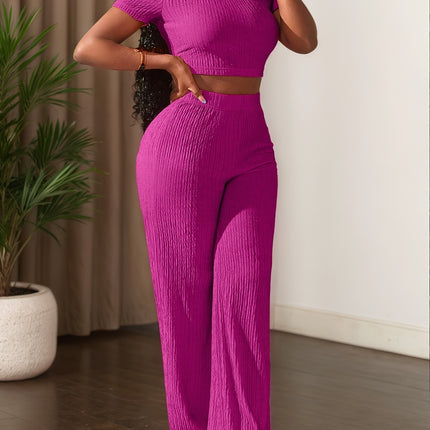 UNICORN Color Short-Sleeve Top And Wide-Leg Pants Casual Outfit xs s m l xl xxl