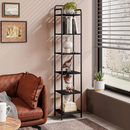 UNICORN Bookcase, Shelf, Standing Shelf, Slim Bookcase Black/Rustic Brown