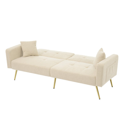 UNICORN Modern minimalist sofa bed size: 175*64*72 cm angle adjustable gold bed legs sofa with cushions side storage pockets