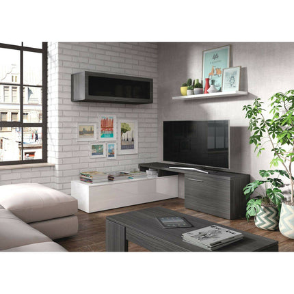 UNICORN Wall Unit TV Stand Living Room Furniture 200x41x44 cm Brown White Black
