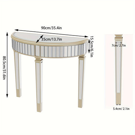 UNICORN Mirrored Console Table Circle Table With 3 Leg Desk Beveled Glass Mirror