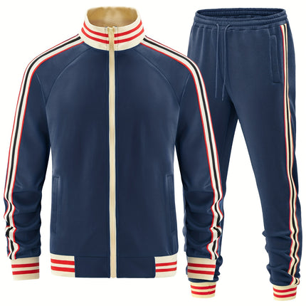 UNICORN Autumn Webbing Stripe Set, Stand Collar Zippered Sweatshirt s m l xl xxl xxxl