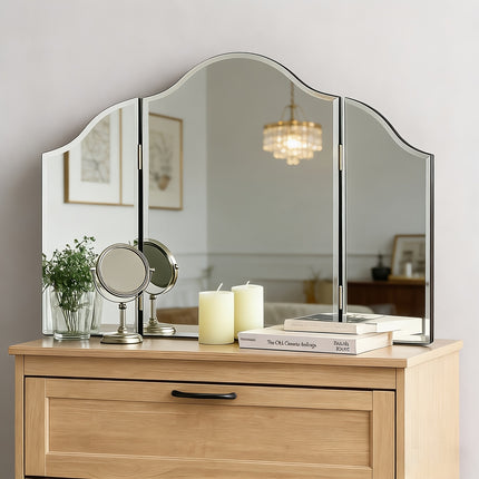 UNICORN Hollywood 3 Way Adjustable Trifold Mirror Silvery Glass Vanity/Dressing Room