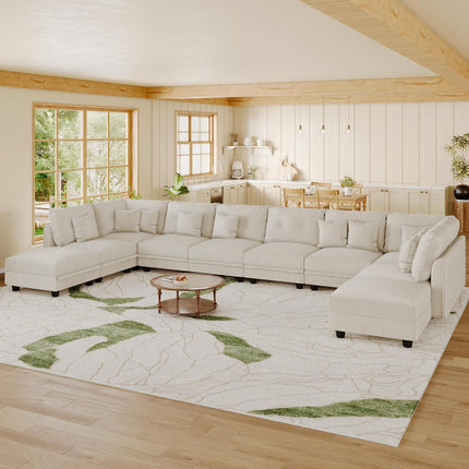 UNICORN Large Modular Sectional Sofa with Storage Seats Grey Green Beige
