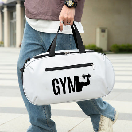 UNICORN GYM Fitness Theme Print Duffel Bag Large Capacity White Black Blue