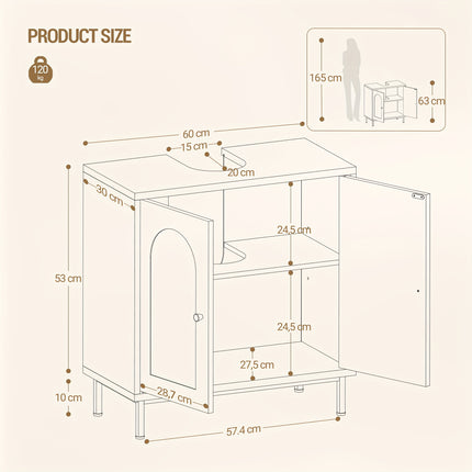 UNICORN Bathroom Vanity Cabinet with 2 Doors & Adjustable Shelf 30 X 60 X 63cm (Black)