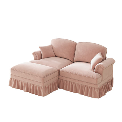 UNICORN Modular Mid-Century L-Shaped 2-Seater Chenille Sofa for Living Room Pink