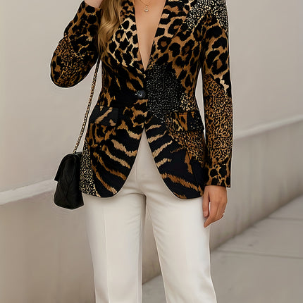 UNICORN New Fashionable Elegant Multicolor Graffiti Leopard Print Blazer s m l xl xxl