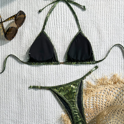 UNICORN Colorful Snake Print Halter Bikini Set 2pcs, Suitable for Vacation xs s m l
