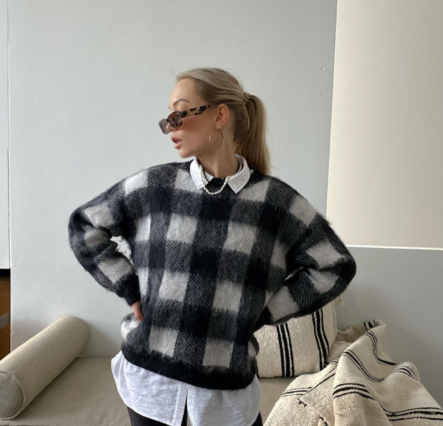 UNICORN Women's sweater checked black and white xs s m l xl xxl