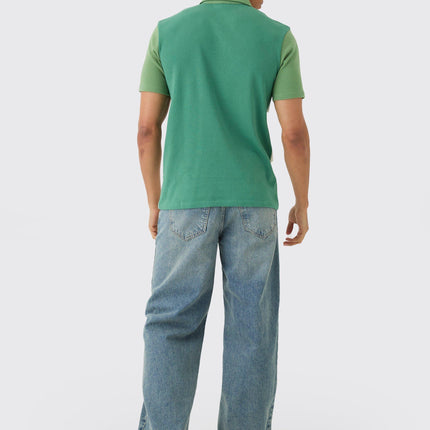 UNICORN Men's Interlock Slim Fit Color Block Polo With Short Zip S green white