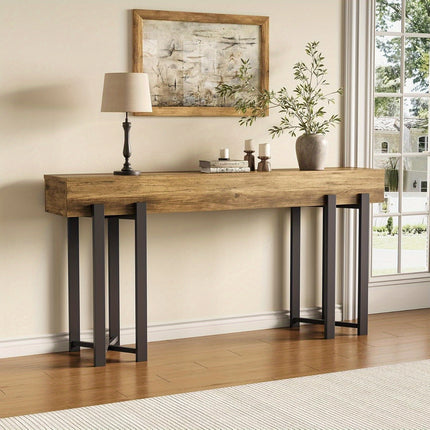 UNICORN 63-Inch Console Table for Entryway, Industrial Behind Couch Table Brown