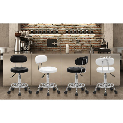 UNICORN Office Stool Rolling, 360° Swivel, Height Adjustable, PVC Material Black White
