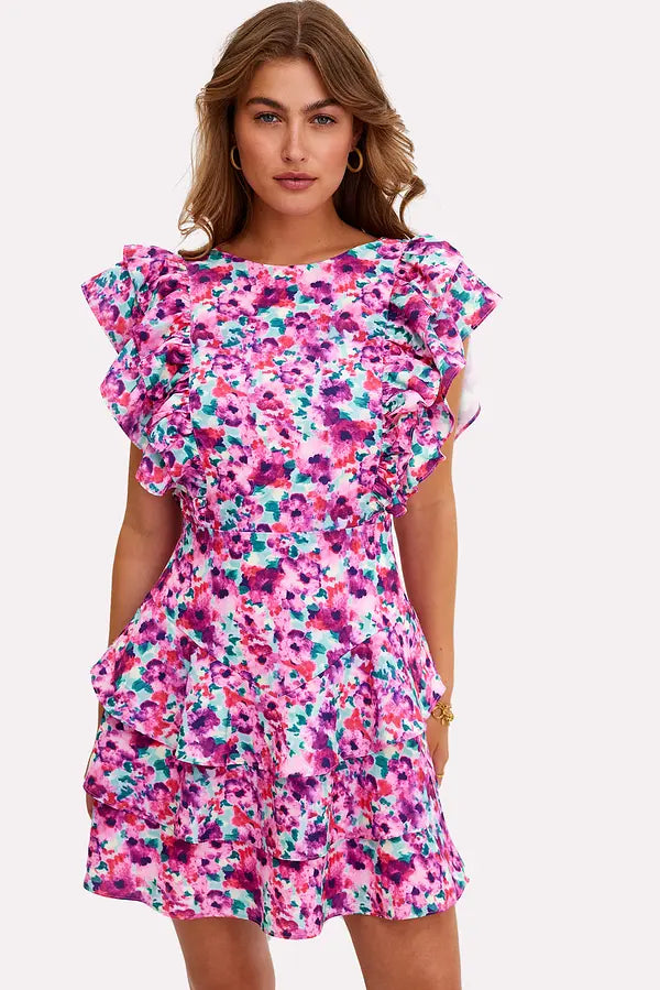 UNICORN Women's dress pink fuchsia flowers xs s m l xl