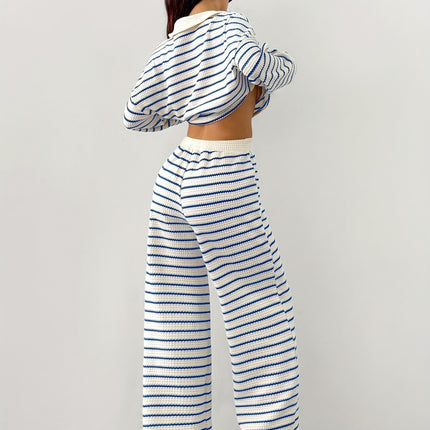 UNICORN Stylish And Relaxed Striped Pants Set for Women with a Tailored Collar xs s m l xl