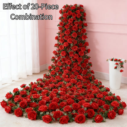 UNICORN 180pcs Red Rose Vine Decoration Set 4 Rolls, Rose Vines for Valentine'S Day