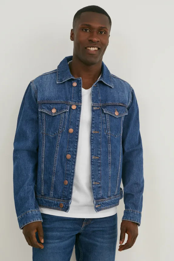 UNICORN Men's denim jacket in blue with bronze buttons S M L XL XXL XXXL