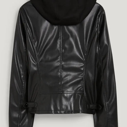UNICORN Women's hooded jacket with pockets leather black xs s m l xl xxl xxxl