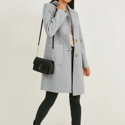UNICORN Women's long coat with pockets light beige light grey xs s m l xl xxl xxxl
