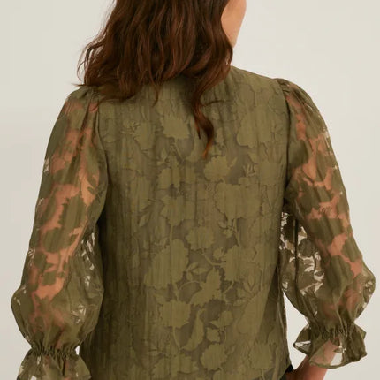 UNICORN Women's blouse floral swamp green white xs s m l xl xxl