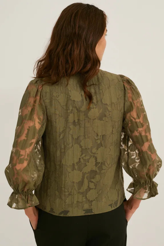UNICORN Women's blouse floral swamp green white xs s m l xl xxl