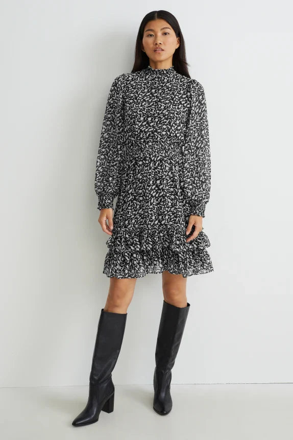 UNICORN Women's patterned dress black grey xs s m l xl
