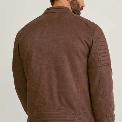 UNICORN men's jacket with pockets and zipper leather brown S M L XL XXL XXXL