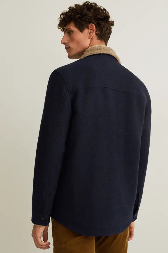 UNICORN Men's jacket with fur collar navy blue S M L XL XXL XXXL
