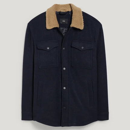 UNICORN Men's jacket with fur collar navy blue S M L XL XXL XXXL