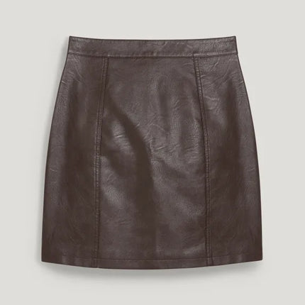 UNICORN Women's skirt with zipper and pockets leather dark brown black xs s m l xl