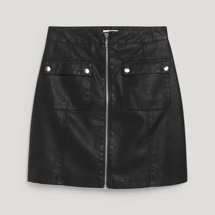 UNICORN Women's skirt with zipper and pockets leather dark brown black xs s m l xl