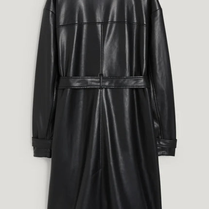 UNICORN Women's long coat with pockets leather brown black xs s m l xl xxl xxxl