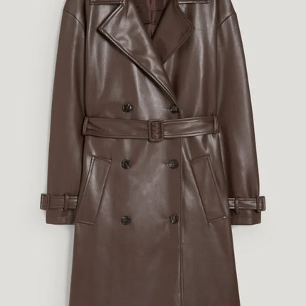 UNICORN Women's long coat with pockets leather brown black xs s m l xl xxl xxxl