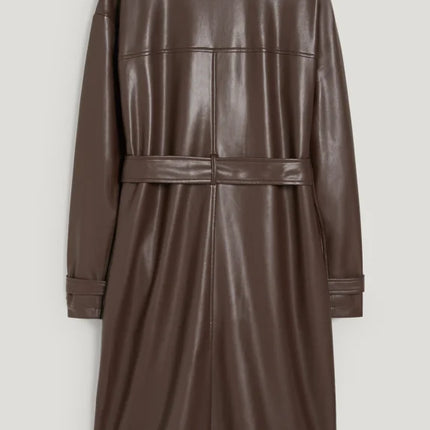 UNICORN Women's long coat with pockets leather brown black xs s m l xl xxl xxxl